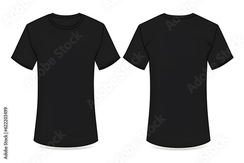Mockup Of Black T-shirt Front And Back View
