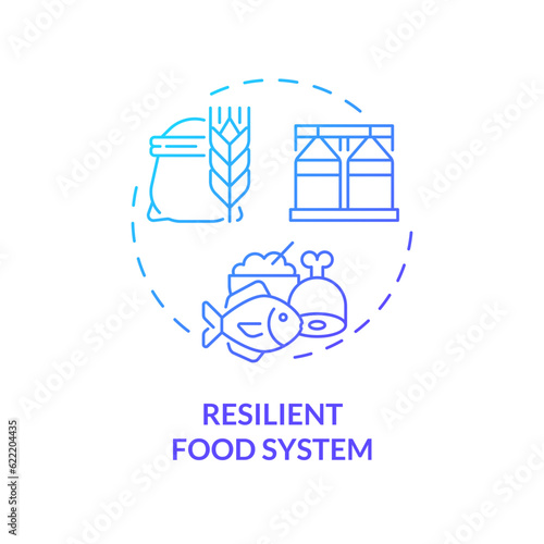 Gradient resilient food system icon representing heatflation concept, isolated vector, linear illustration of solutions to global warming.