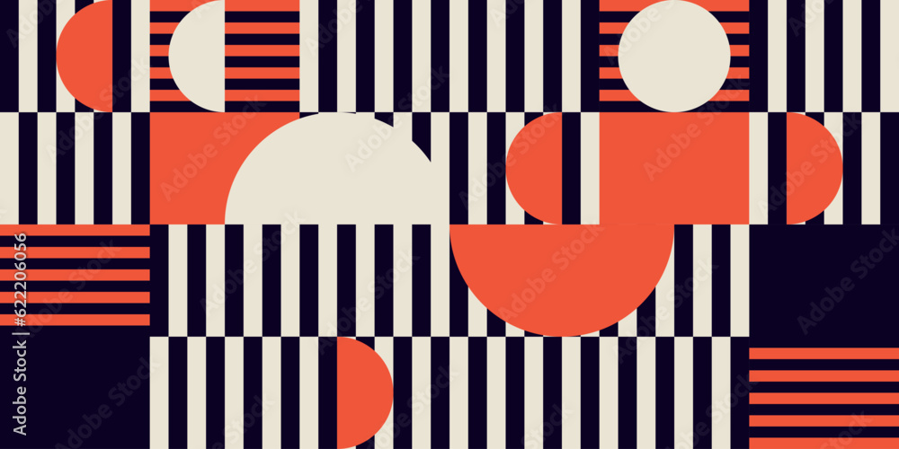 Modern vector abstract geometric background with circles, rectangles, squares and stripes in retro Bauhaus style. Pastel colored Modern vector abstract geometric background with circles, rectangles, squares and stripes in retro Bauhaus style. Pastel colored