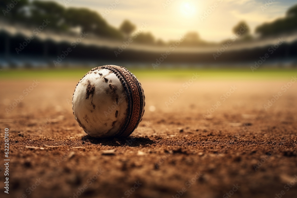 A closeup image of a cricket ball - Generative AI A closeup image of a cricket ball - Generative AI
