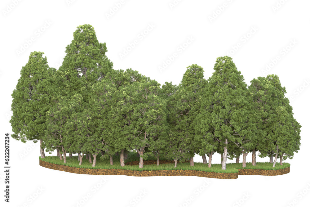 Tropical landscape isolated on transparent background. 3d rendering - illustration Tropical landscape isolated on transparent background. 3d rendering - illustration