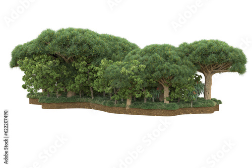 Tropical landscape isolated on transparent background. 3d rendering - illustration