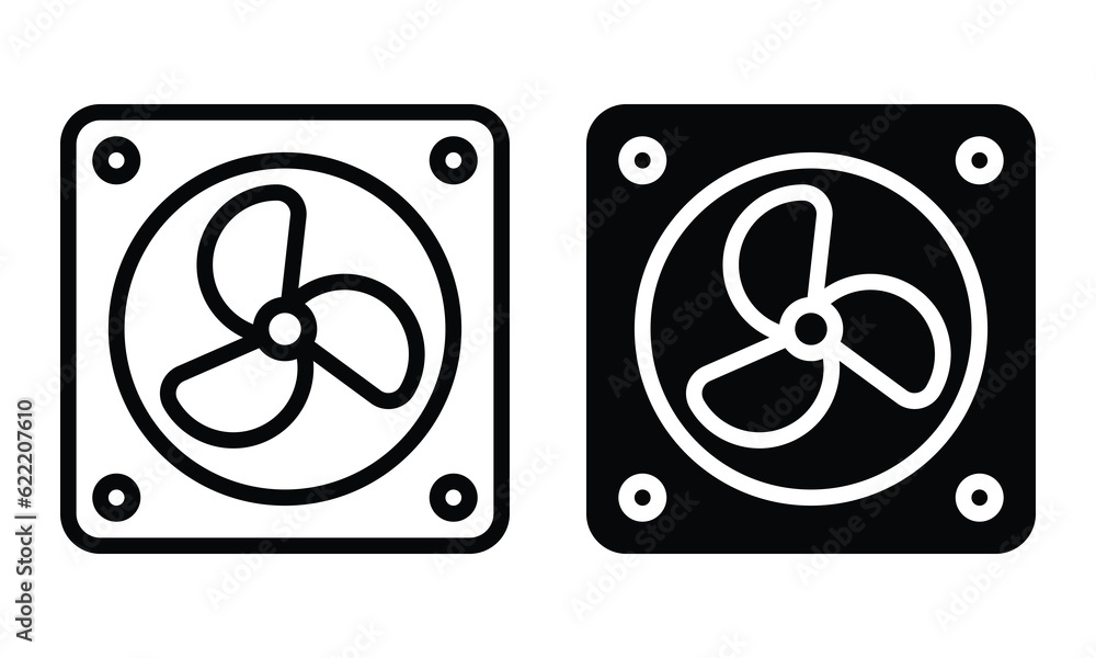Fan icon with outline and glyph style. Fan icon with outline and glyph style.
