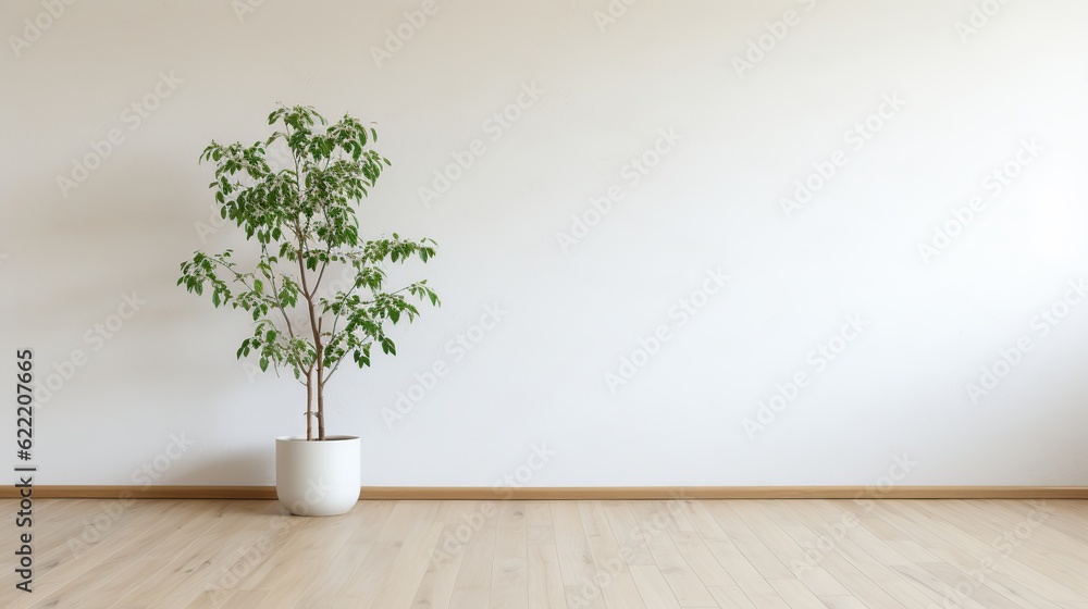 Empty interior room modern concept with pot flower Empty interior room modern concept with pot flower