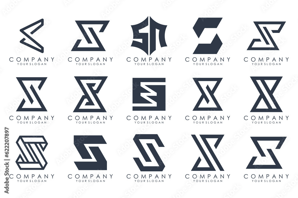 Abstract collection with letters S logo design. creative design logotype S with black colors.