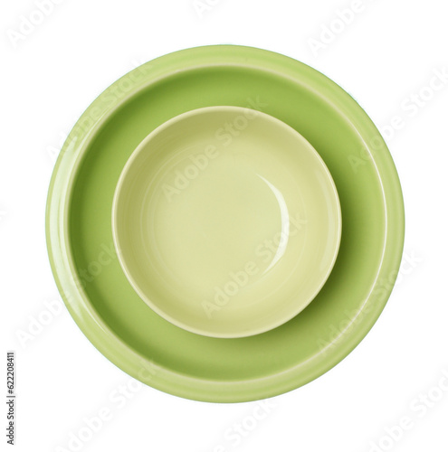top shot green bowl and plate .
