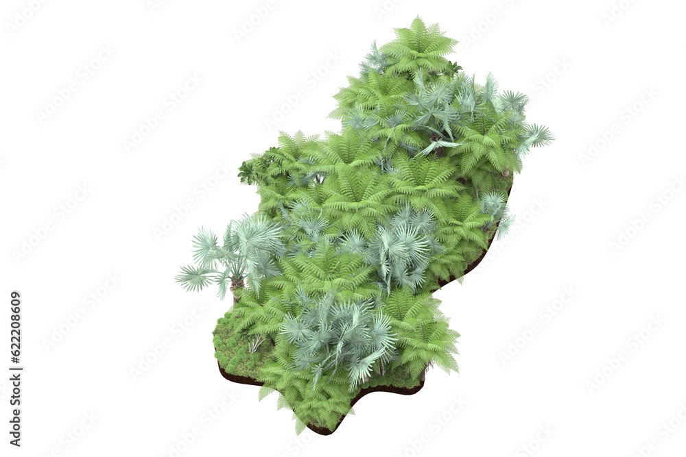 Tropical landscape isolated on transparent background. 3d rendering - illustration