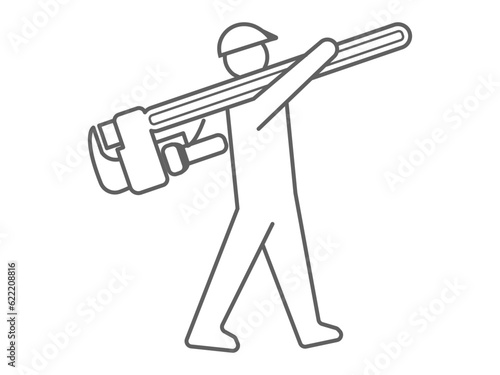 working person icon, illustration of a person holding a key