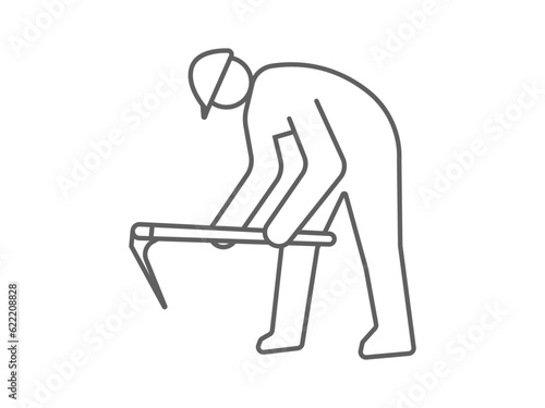 working man icon, hoeing man illustration