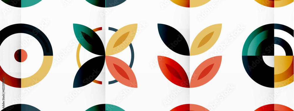Fototapeta premium Vibrant and eye-catching vector background featuring a grid of colorful circles arranged in a patterned composition, perfect for modern and trendy designs