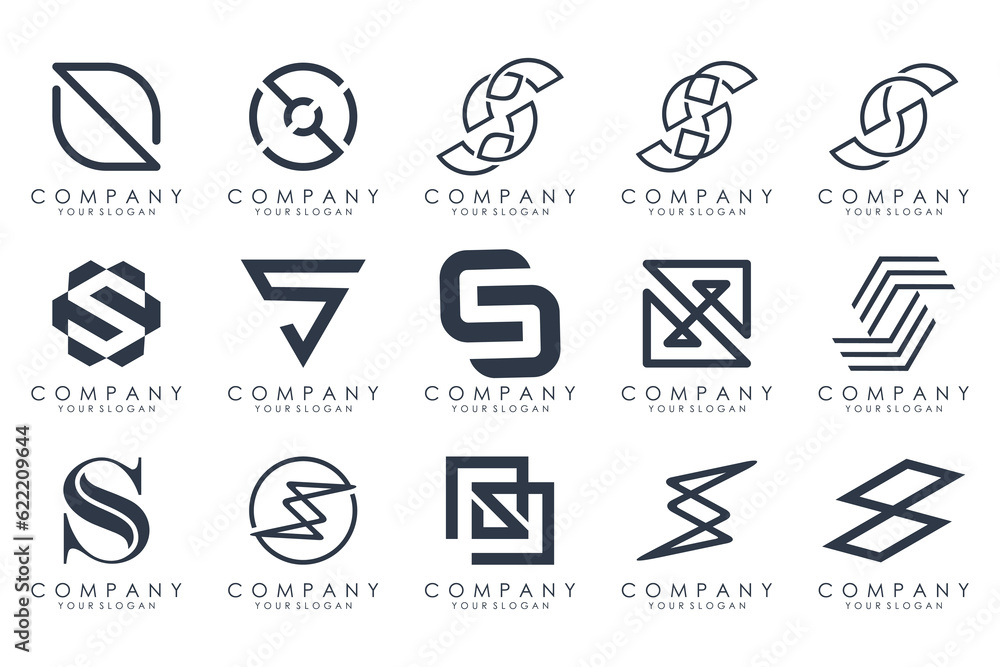 Abstract collection with letters S logo design. creative design logotype S with black colors. Abstract collection with letters S logo design. creative design logotype S with black colors.