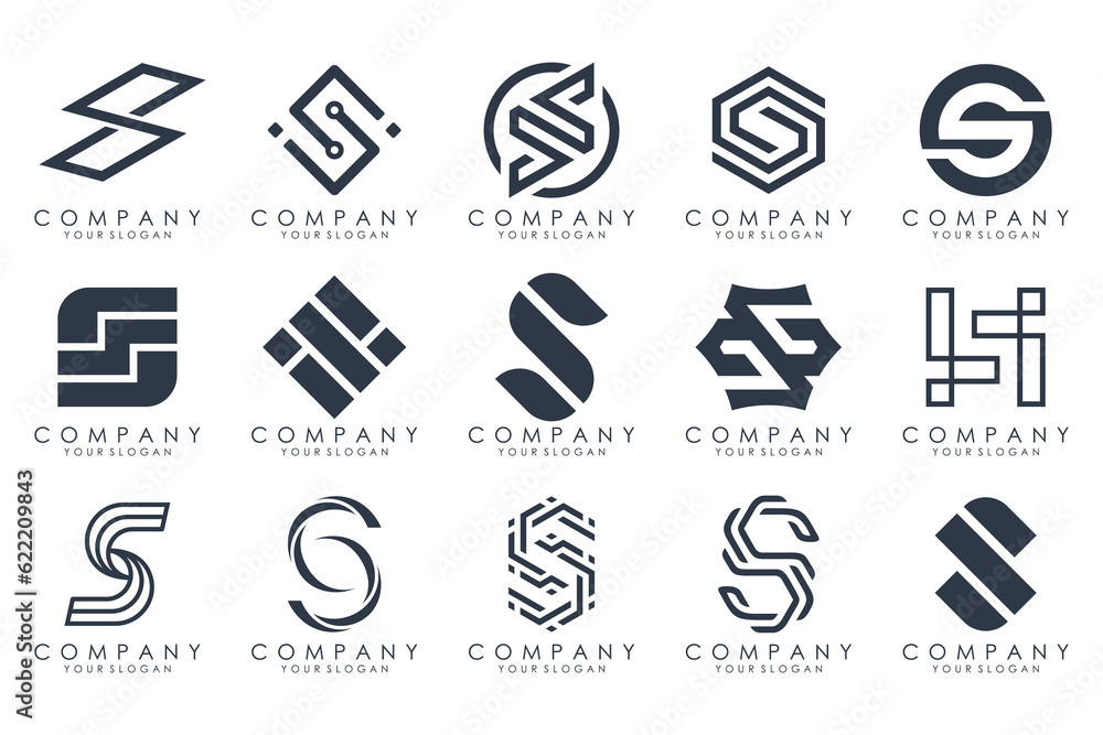 Abstract collection with letters S logo design. creative design logotype S with black colors. Abstract collection with letters S logo design. creative design logotype S with black colors.
