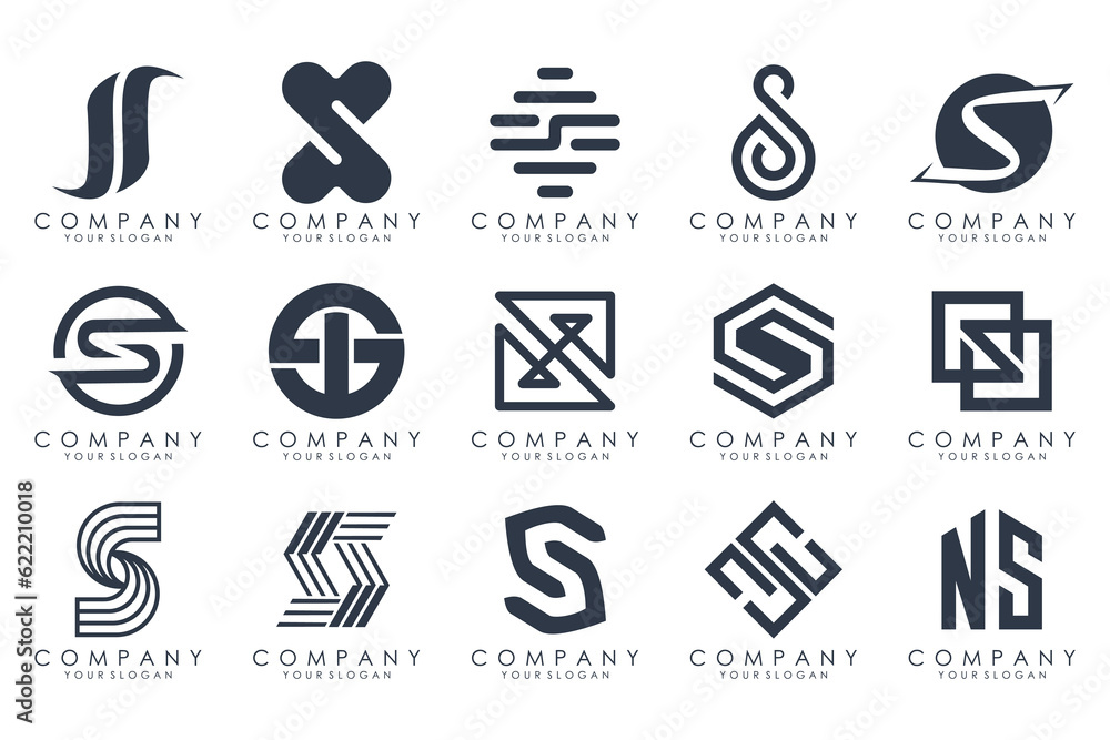 Abstract collection with letters S logo design. creative design logotype S with black colors. Abstract collection with letters S logo design. creative design logotype S with black colors.