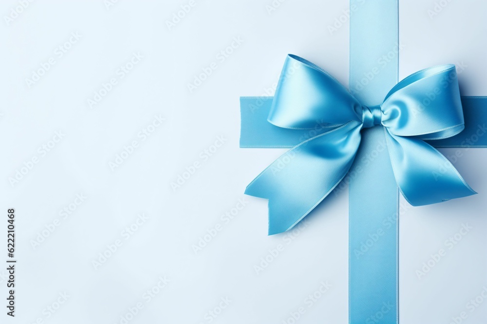 blue satin ribbon and bow - Generative AI blue satin ribbon and bow - Generative AI