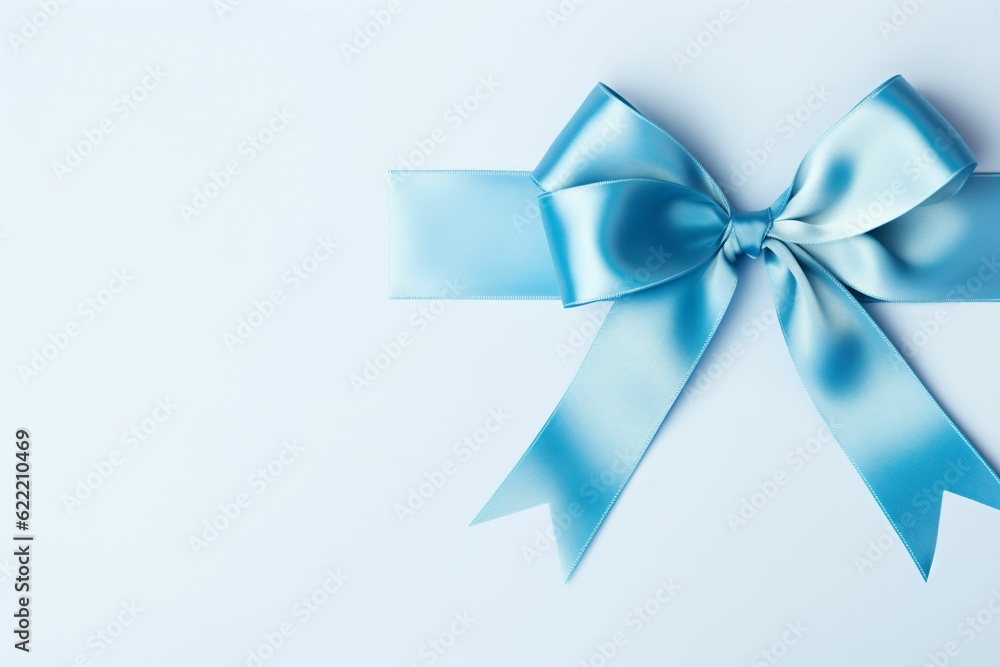 blue satin ribbon and bow - Generative AI blue satin ribbon and bow - Generative AI