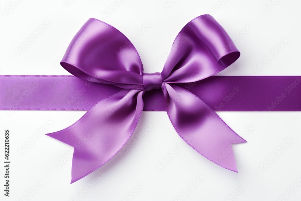 Purple satin ribbon and bow - Generative AI