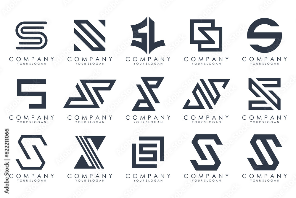 Abstract collection with letters S logo design. creative design logotype S with black colors. Abstract collection with letters S logo design. creative design logotype S with black colors.