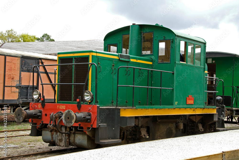 Train touristique des Landes; Eco musée de Marquéze; Parc naturel des Landes de Gascogne; Région Aquitaine; Sabres; 40, France Train touristique des Landes; Eco musée de Marquéze; Parc naturel des Landes de Gascogne; Région Aquitaine; Sabres; 40, France