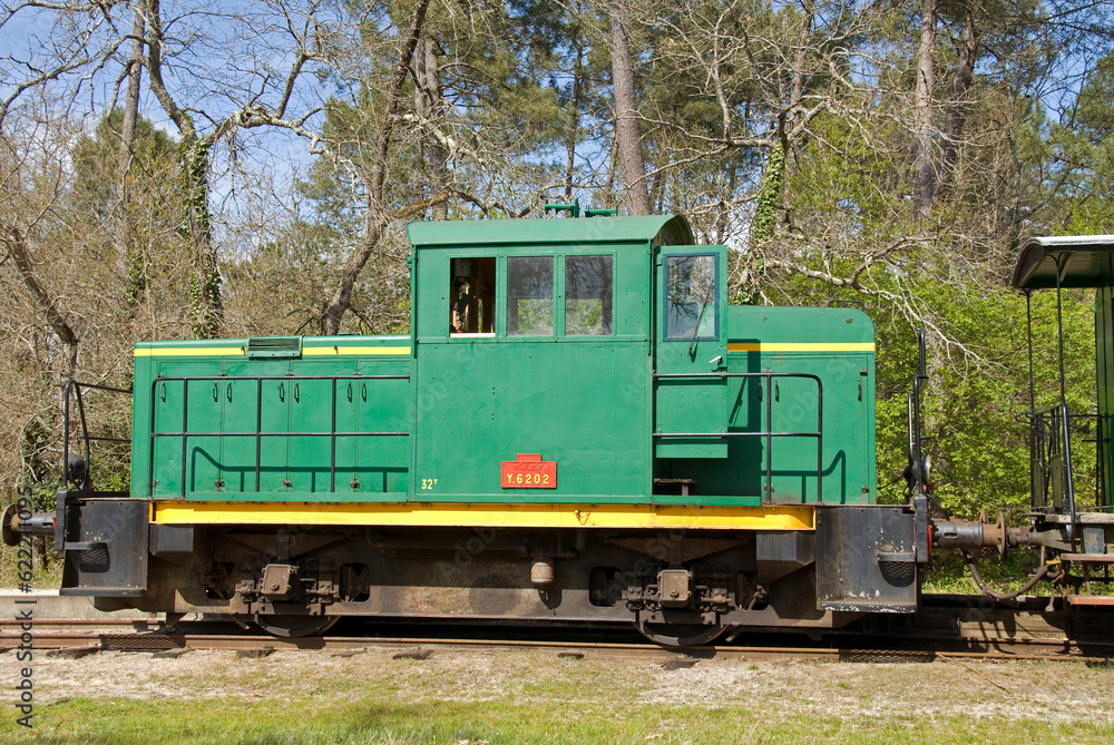 Train touristique des Landes; Eco musée de Marquéze; Parc naturel des Landes de Gascogne; Région Aquitaine; Sabres; 40, France Train touristique des Landes; Eco musée de Marquéze; Parc naturel des Landes de Gascogne; Région Aquitaine; Sabres; 40, France