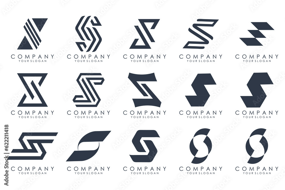 Abstract collection with letters S logo design. creative design logotype S with black colors. Abstract collection with letters S logo design. creative design logotype S with black colors.