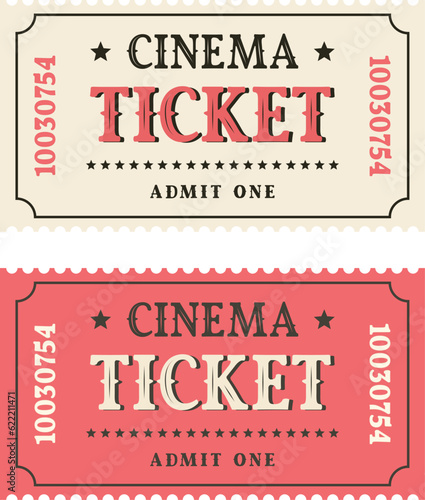 Set of white and red tickets