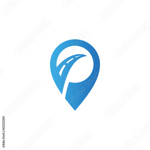 Pin mark road trip logo vector image