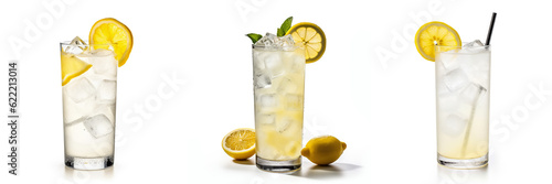 Set of cocktail tom collins isolated on white background photo