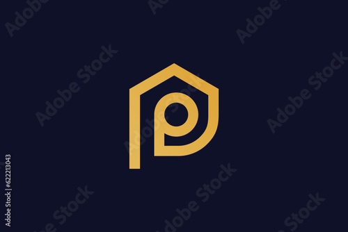 House logo design with letter P concept