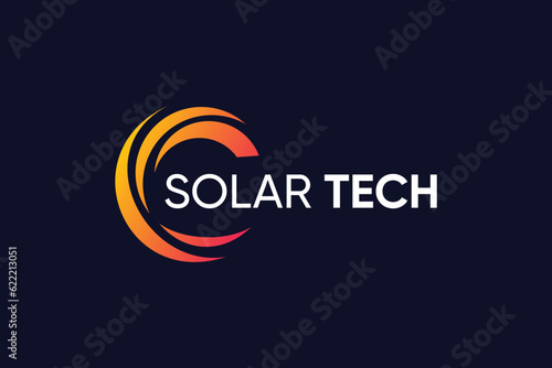 Solar tech logo design with modern abstract concept