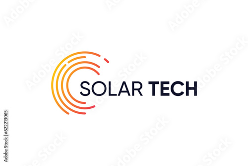 Solar tech logo design with modern abstract concept