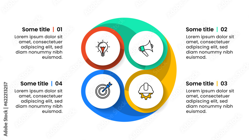 Infographic template. Cycle with 4 steps and icons Infographic template. Cycle with 4 steps and icons