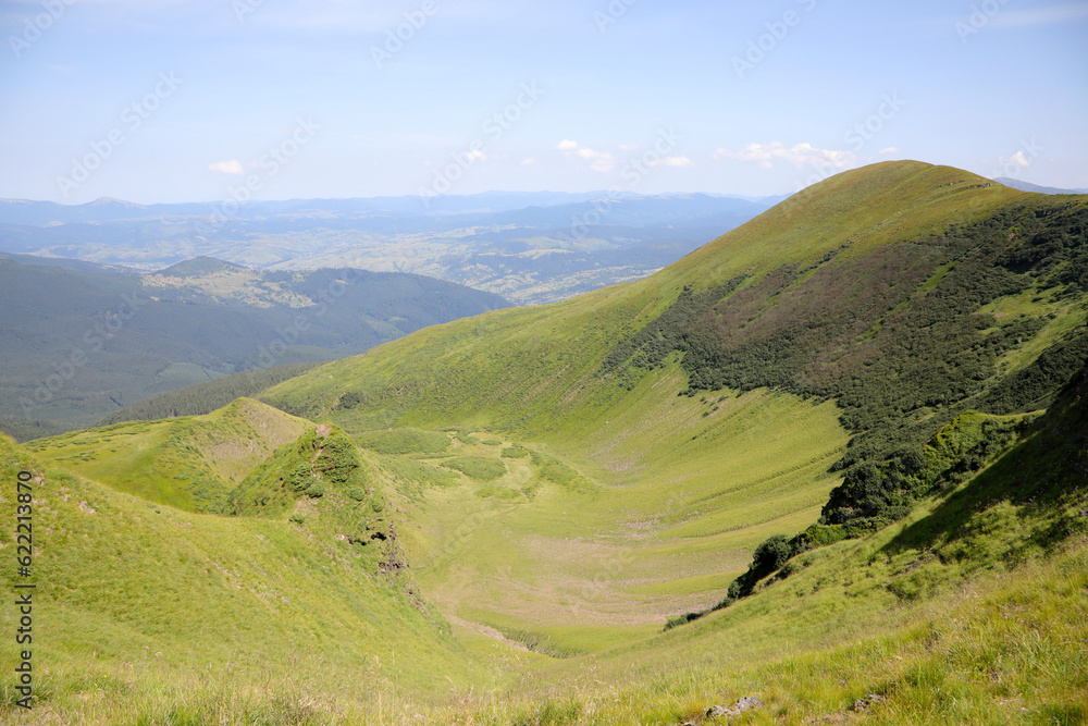 Carpathian landscapes on the way to Bliznytsia mountain, Carpathians, Ukraine