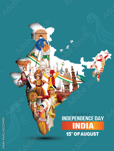 happy independence day India greetings. abstract vector illustration design.