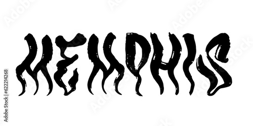 Memphis USA Lettering. Hand drawn letters. Hand drawn greeting card with text Memphis. Vector black illustration isolated on white background eps 10