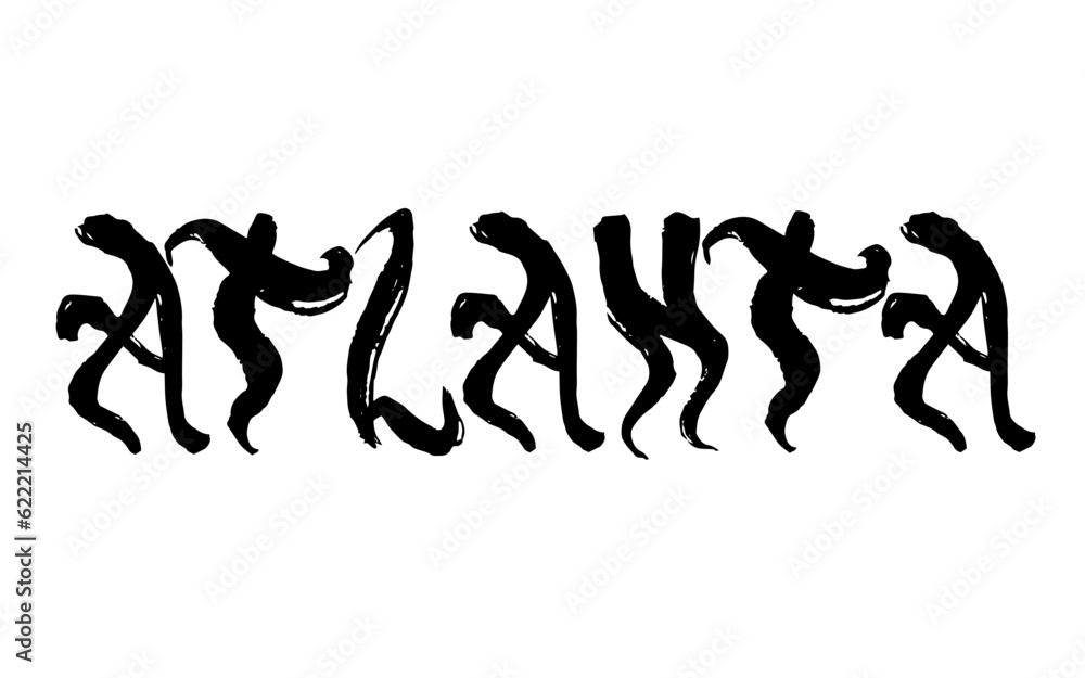 Atlanta USA Lettering. Hand drawn letters. Hand drawn greeting card with text Atlanta. Vector black illustration isolated on white background eps 10 Atlanta USA Lettering. Hand drawn letters. Hand drawn greeting card with text Atlanta. Vector black illustration isolated on white background eps 10