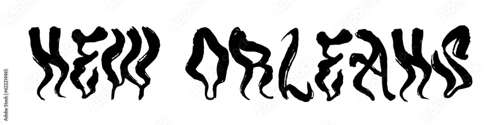 New Orleans USA Lettering. Hand drawn letters. Hand drawn greeting card with text New Orleans. Vector black illustration isolated on white background eps 10 New Orleans USA Lettering. Hand drawn letters. Hand drawn greeting card with text New Orleans. Vector black illustration isolated on white background eps 10