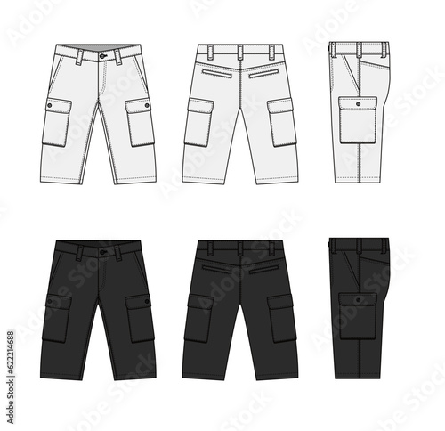 Mens shorts ( short pants ) vector template illustration set