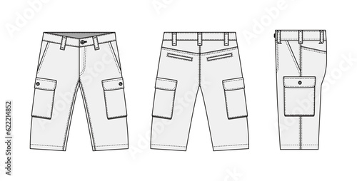 Mens shorts ( short pants ) vector template illustration