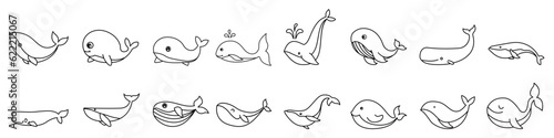 Baby whale icon vector set. Whale illustration sign collection. Sperm whale symbol. Sea life logo.