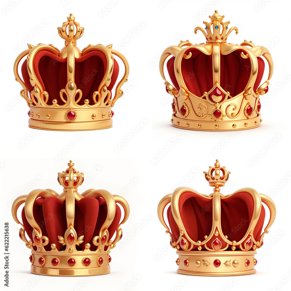 伝統的な王冠4種類。Generative AI - obrazy, fototapety, plakaty 
