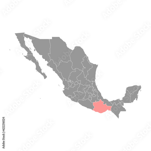 Photography Oaxaca state map, administrative division of the country of Mexico