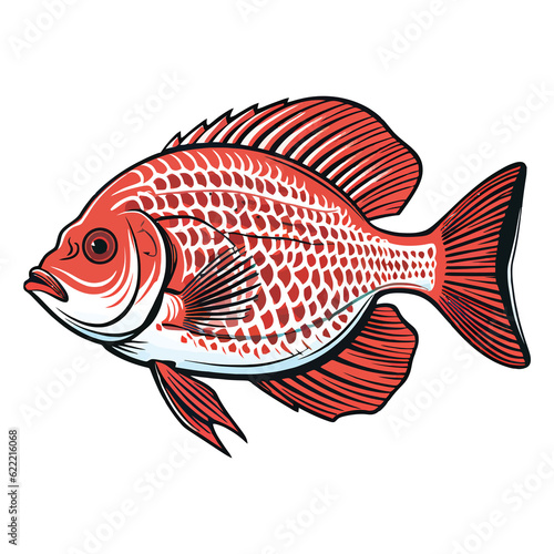 Eye-Catching Aquatic Art: Red Discus Fish Brought to Life in 2D Illustration