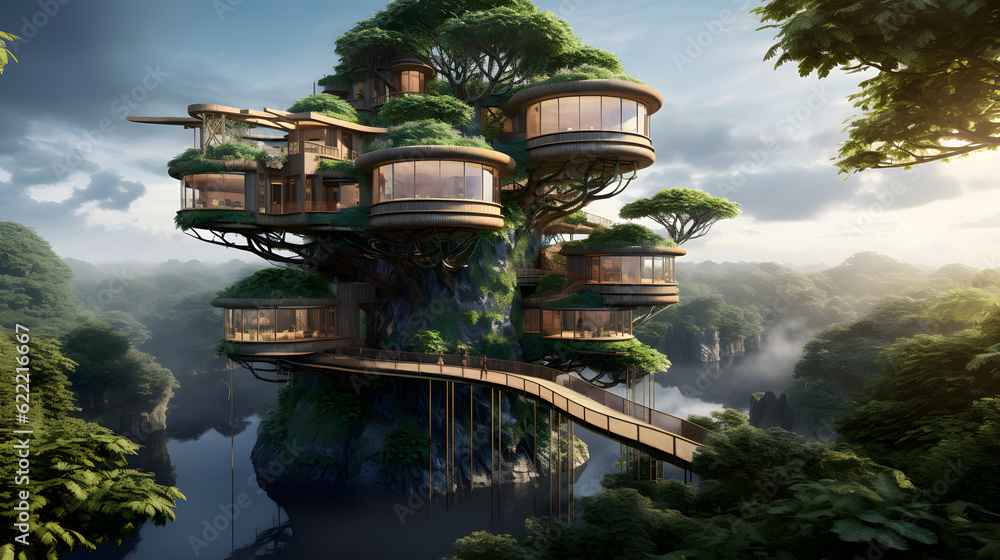 Harmony Between Architecture And Nature - AI Generated