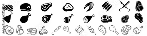 Meat icon vector set. Steak illustration sign collection. BBQ symbol. Food logo. Brazier mark.
