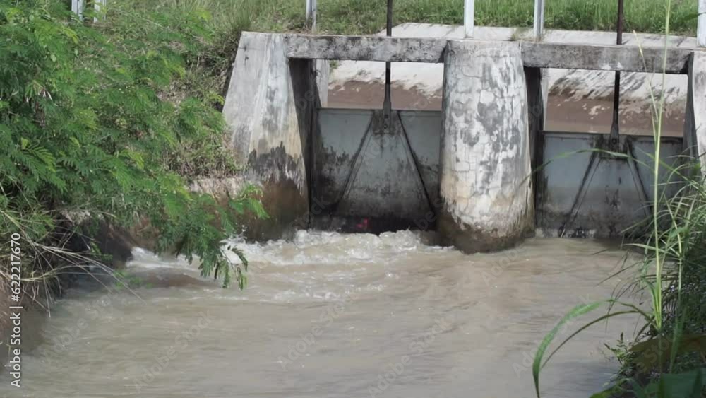 water ripples at the floodgates of irrigation canals