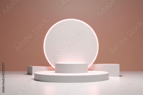 Abstract geometric shape, Cylinder and Torus, Design For Cosmetic Or Product Display Podium 3d