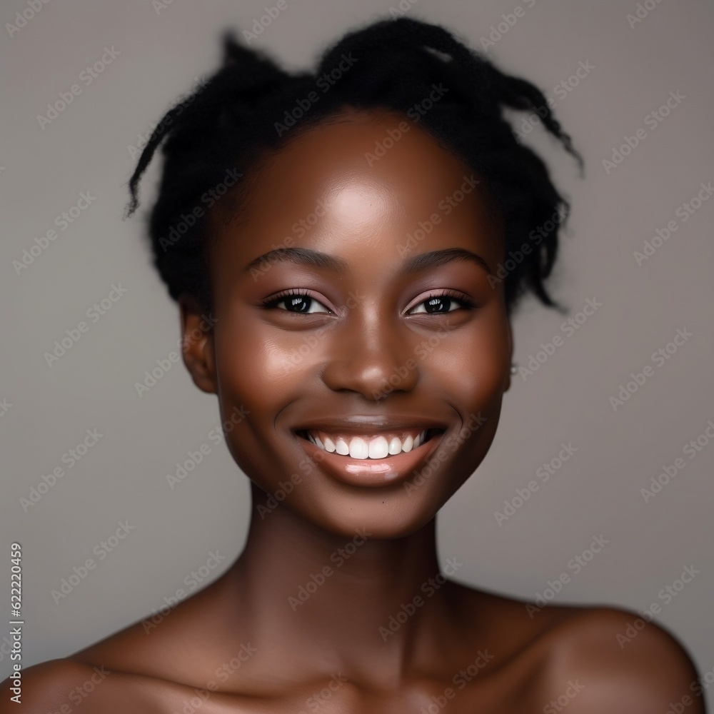 Portrait of a woman with beautiful well-groomed skin. Image generated by AI. Portrait of a woman with beautiful well-groomed skin. Image generated by AI.