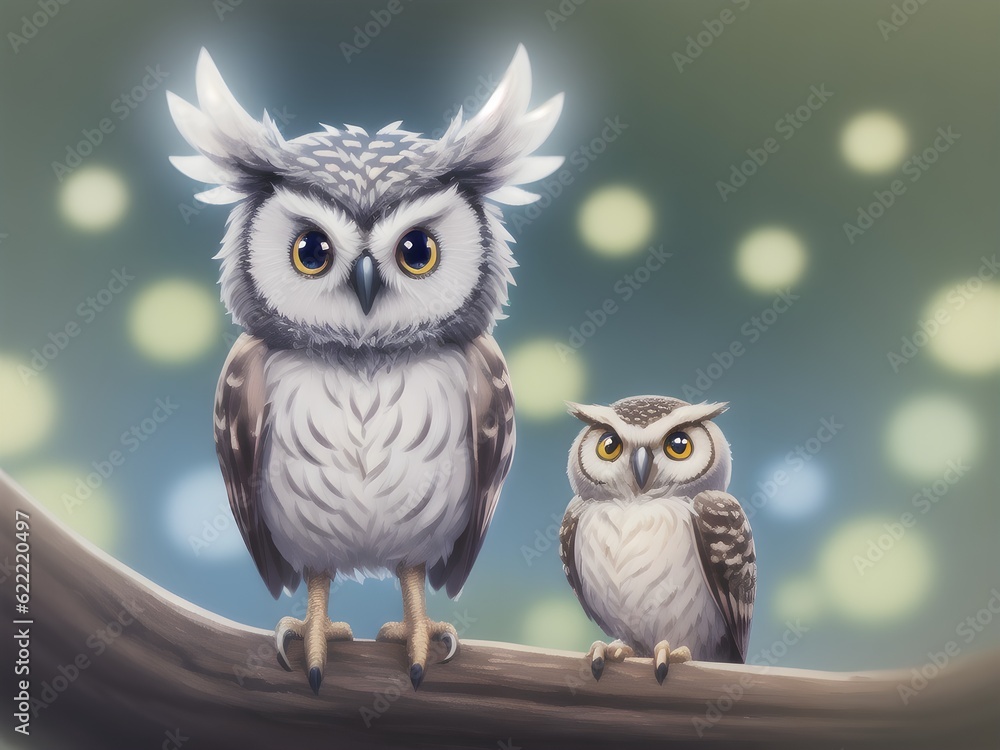 Obraz premium Cute Owl, Generative AI Illustration