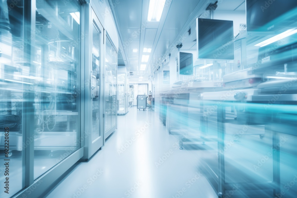 Blurred Interior Of Hospital Labs, Generative AI Blurred Interior Of Hospital Labs, Generative AI