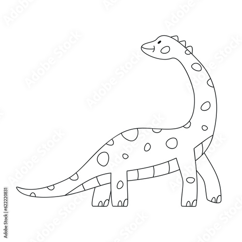 Hand drawn linear vector illustration of brachiosaurus dinosaur